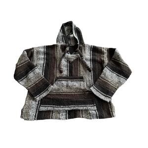 Baja Hoodie Drug Rug Pullover Surf Stripe Kangaroo Pocket Grunge Distressed READ